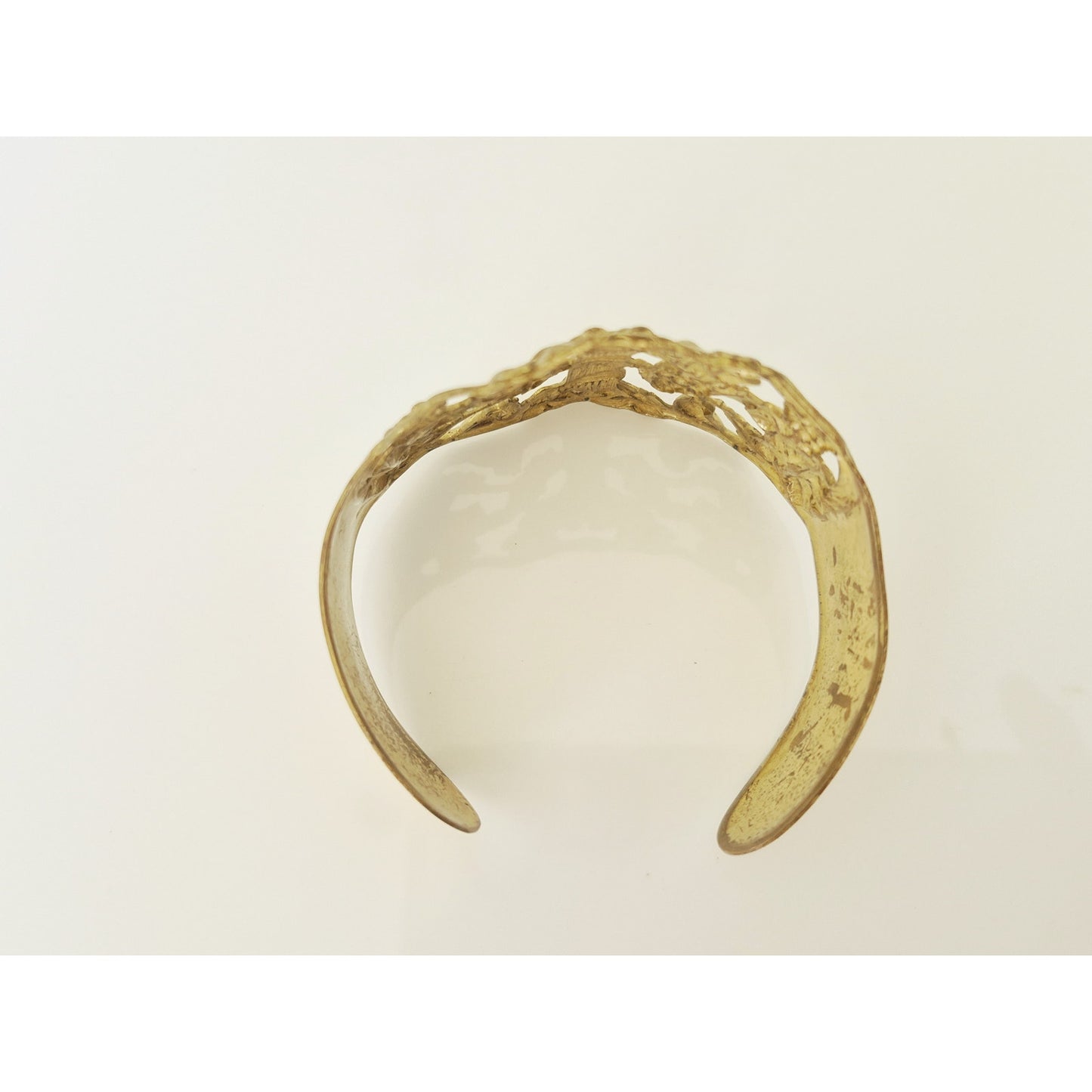 Vintage Repoussé-Style Brass Cuff Bracelet