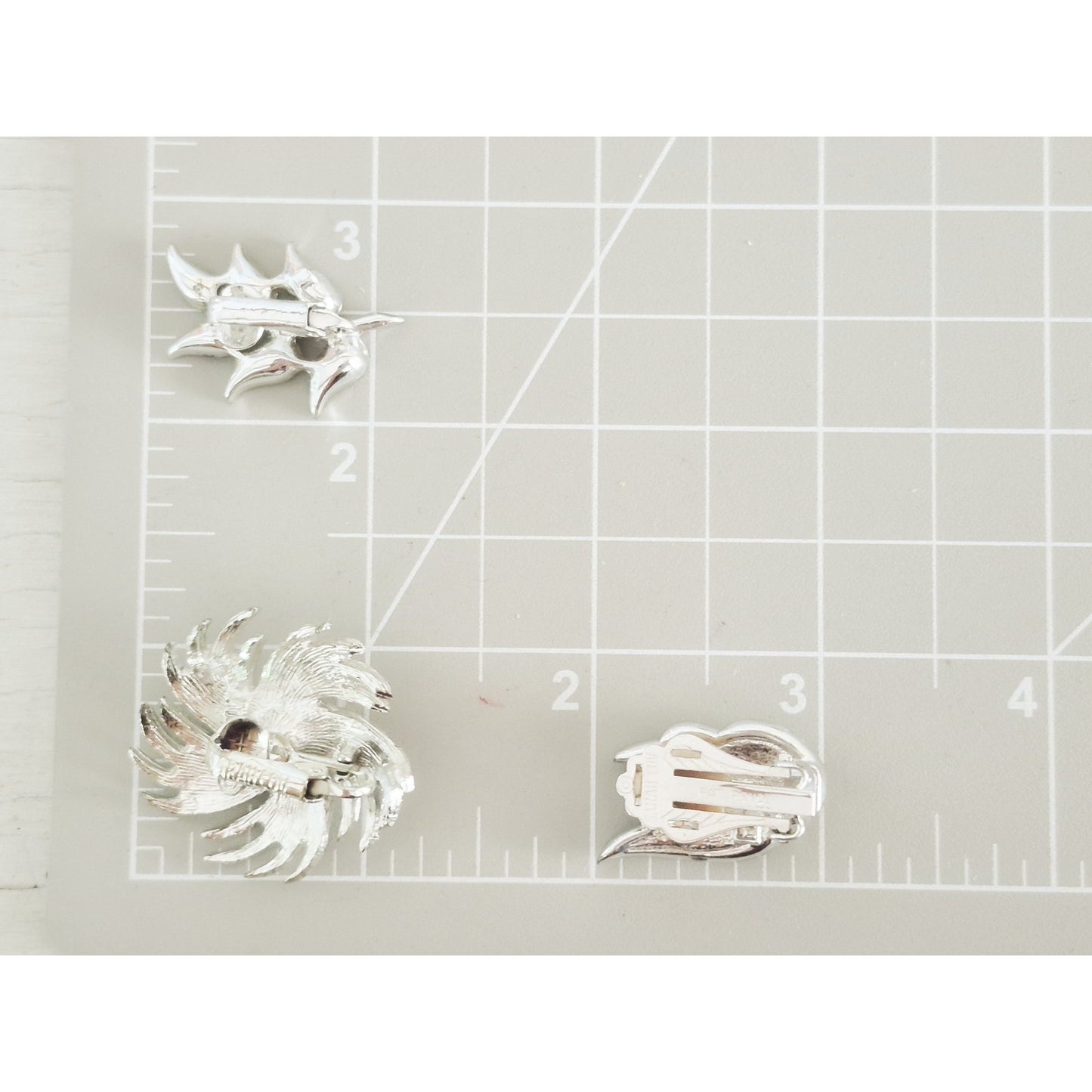 Vintage MCM Silver-tone Clip On Earring Lot of 3