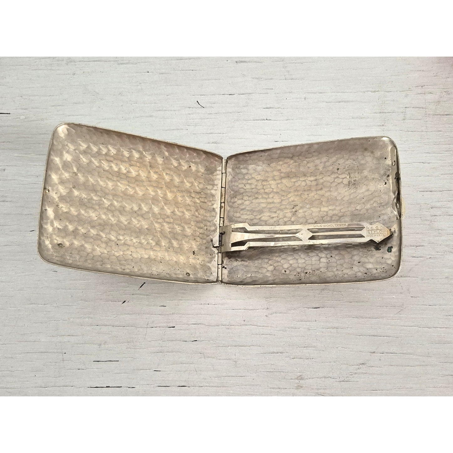 Vintage Art Deco Solid Nickel Cigarette Case