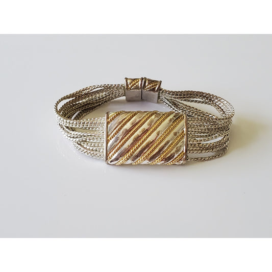 Vintage Multi Strand Silver Tone Bracelet