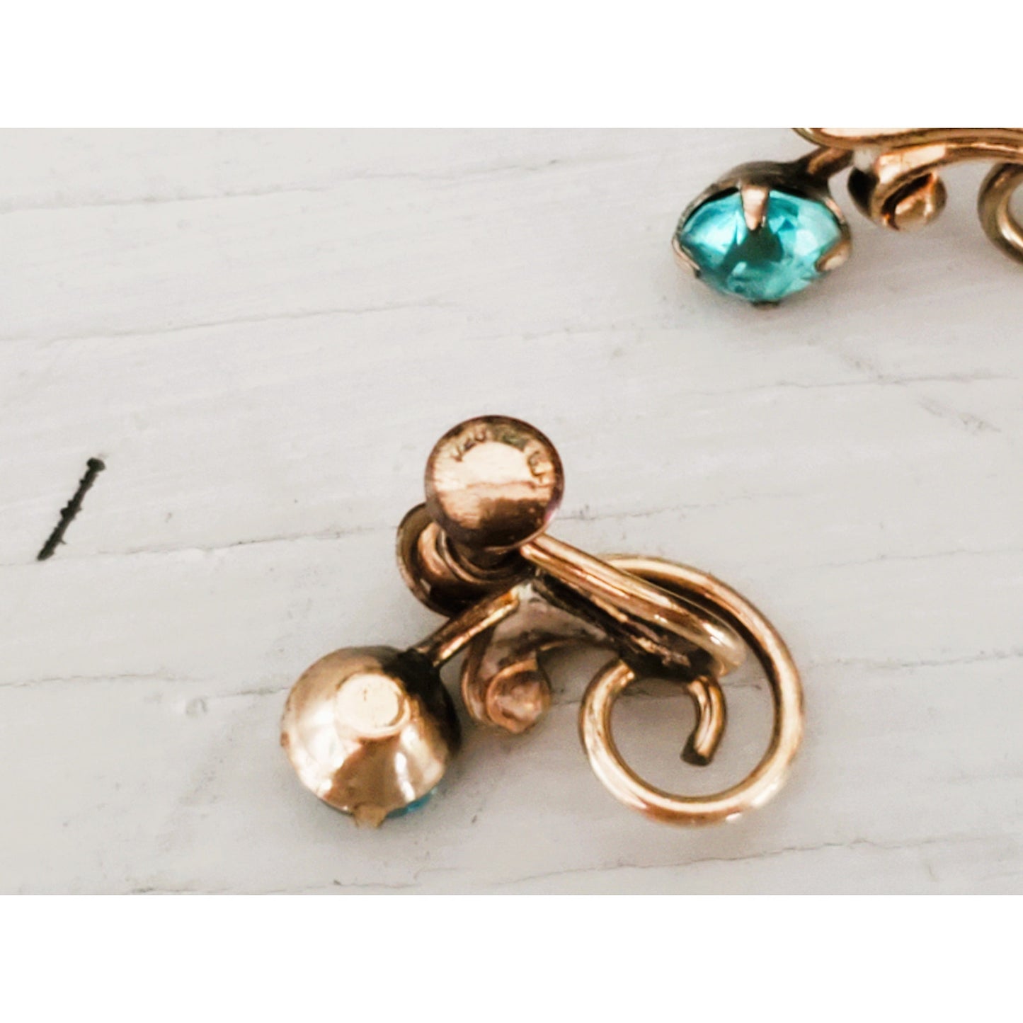 Vintage Gold Filled Blue Rhinestone Brooch Necklace and Earring Set