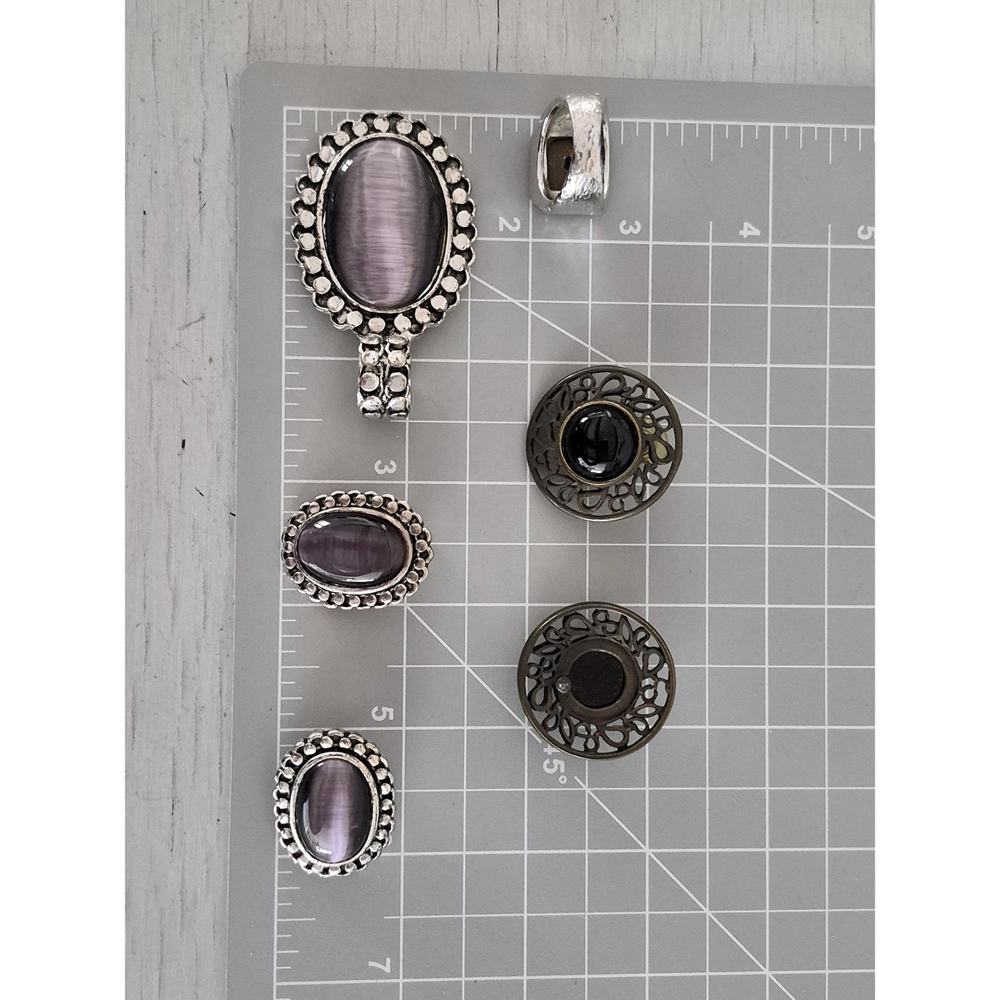 Vintage Silver-tone and Purple Stone Jewelry Lot