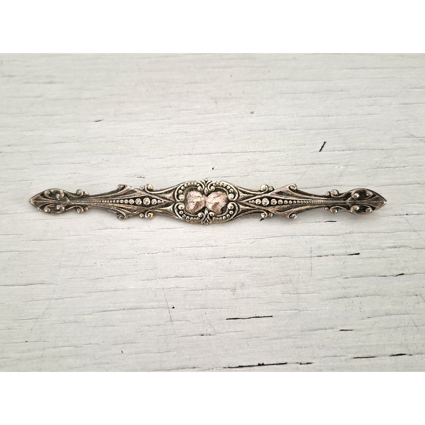 Vintage Art Deco Silver Tone Bar Brooch
