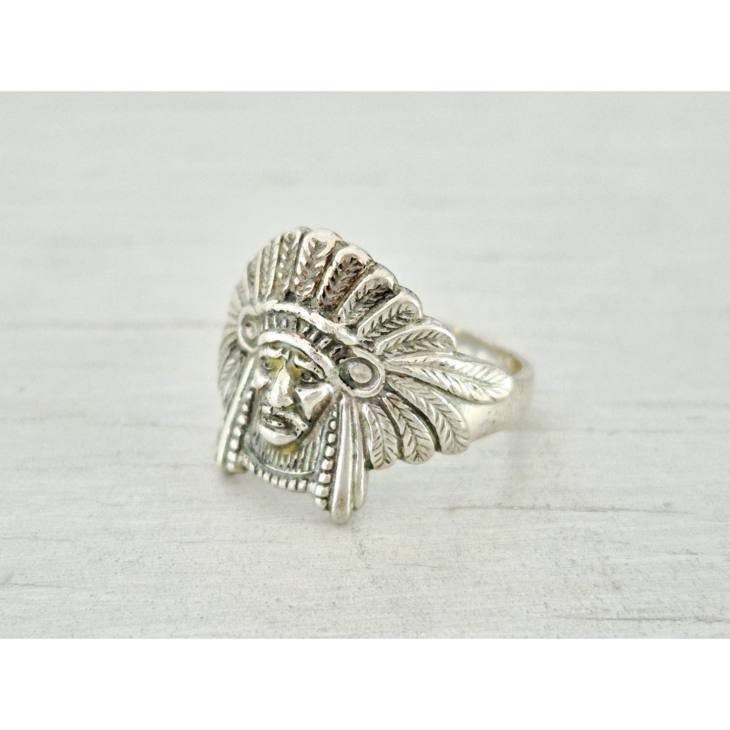 Vintage Sterling Silver Native American Chief Headdress Ring