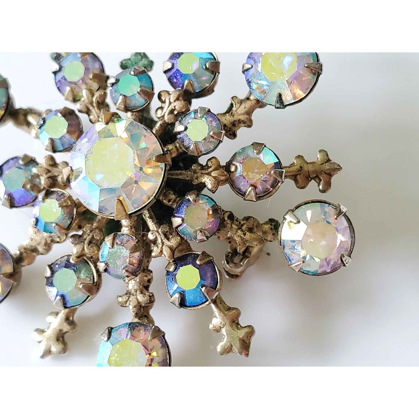 Vintage AB Iridescent Rhinestone Brooch