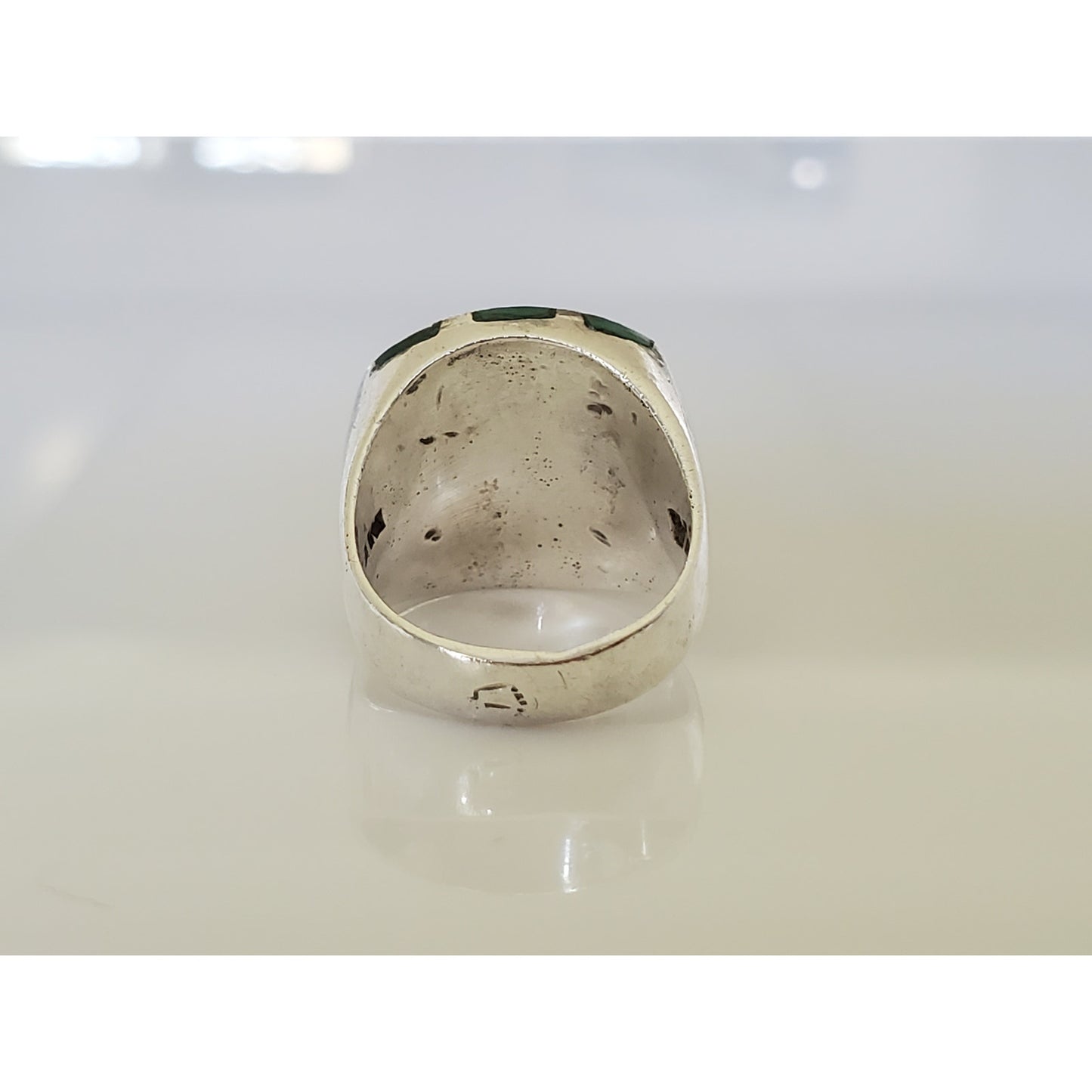 Vintage JPM Mexico Malachite Sterling Silver Ring