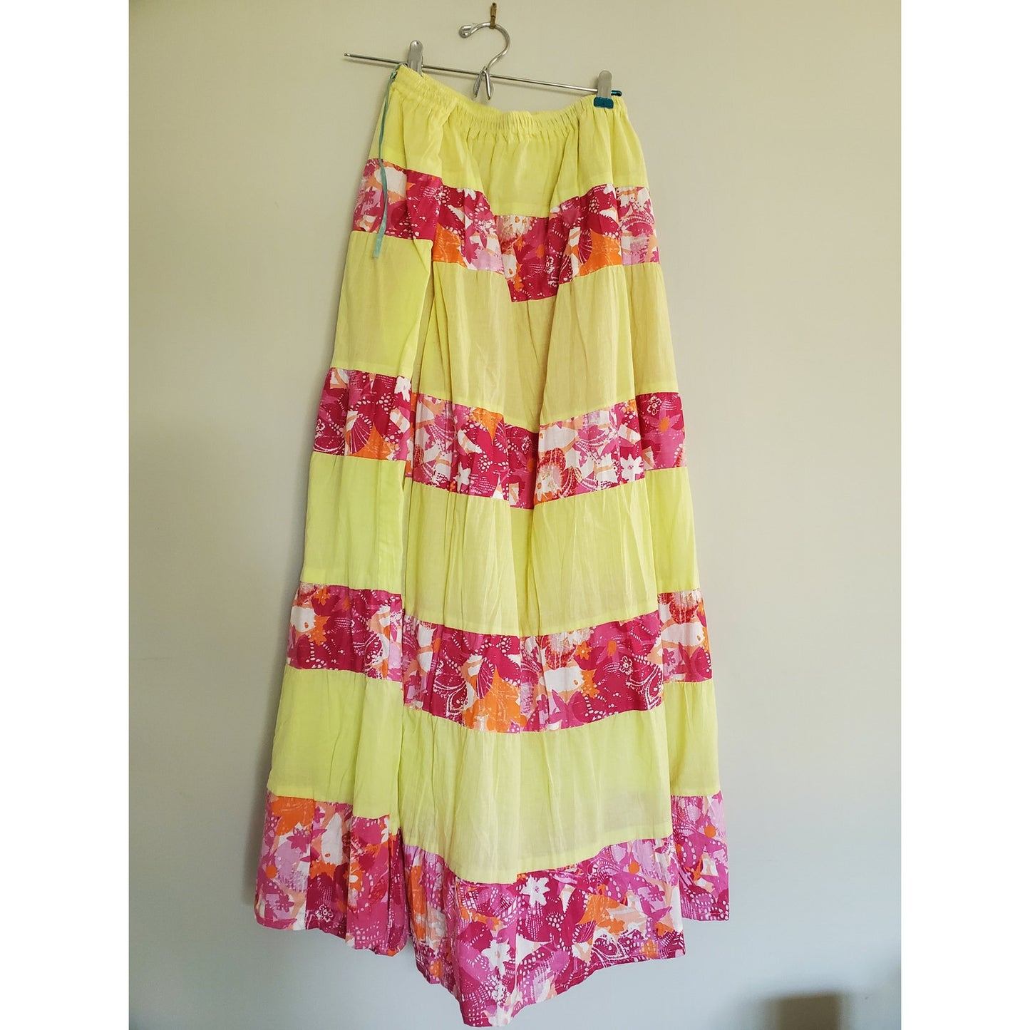 Vintage Yellow and Pink Stripe Maxi Skirt