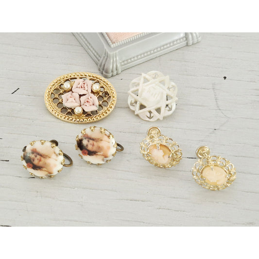 Vintage Earrings and Brooch Jewelry Lot