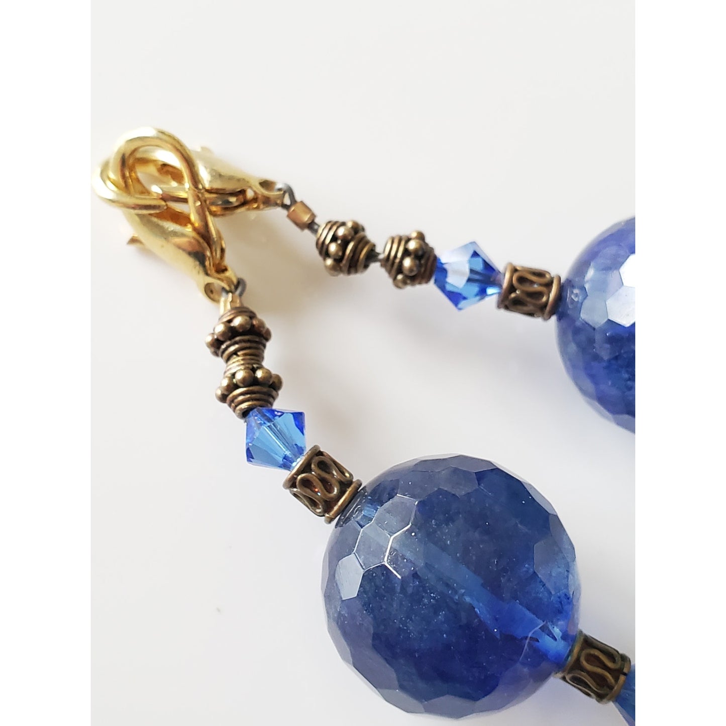 Vintage Blue Floral Glass Bead Necklace