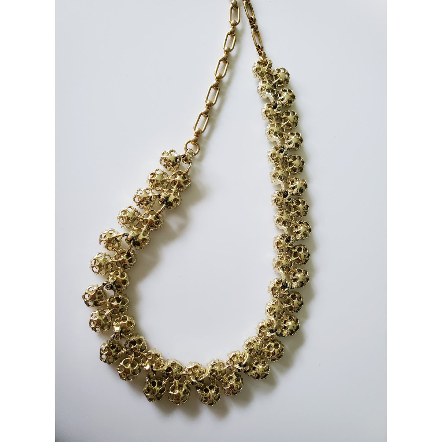 Vintage Gold Tone White Rhinestone Choker Necklace