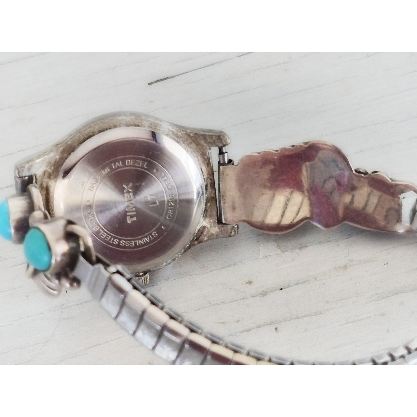 Vintage Timex Carriage Navajo Watch With Sterling Silver & Turquoise