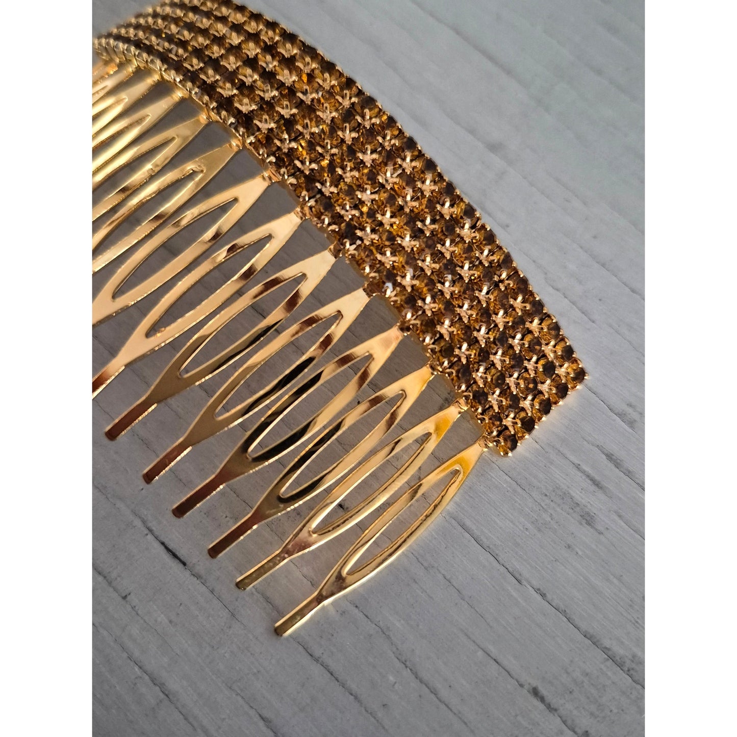 Vintage Carolee Designer Amber Rhinestone Hair Barrette