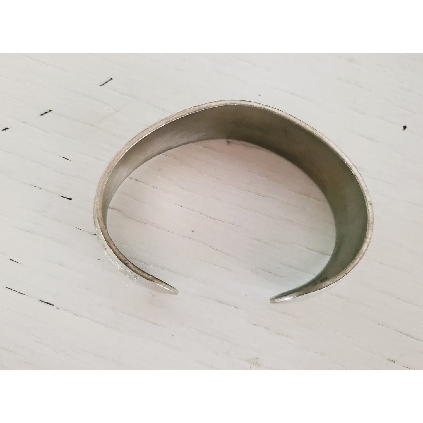 Vintage Kirk Pewter Daisy Silver Cuff Bracelet