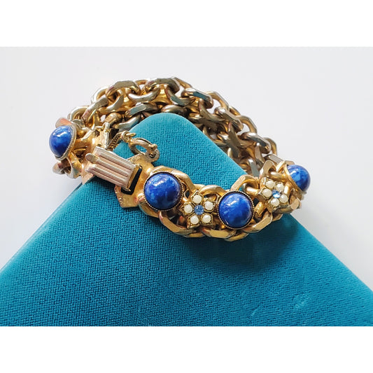 Vintage 1970's Gold Tone Victorian Revival Floral Bracelet
