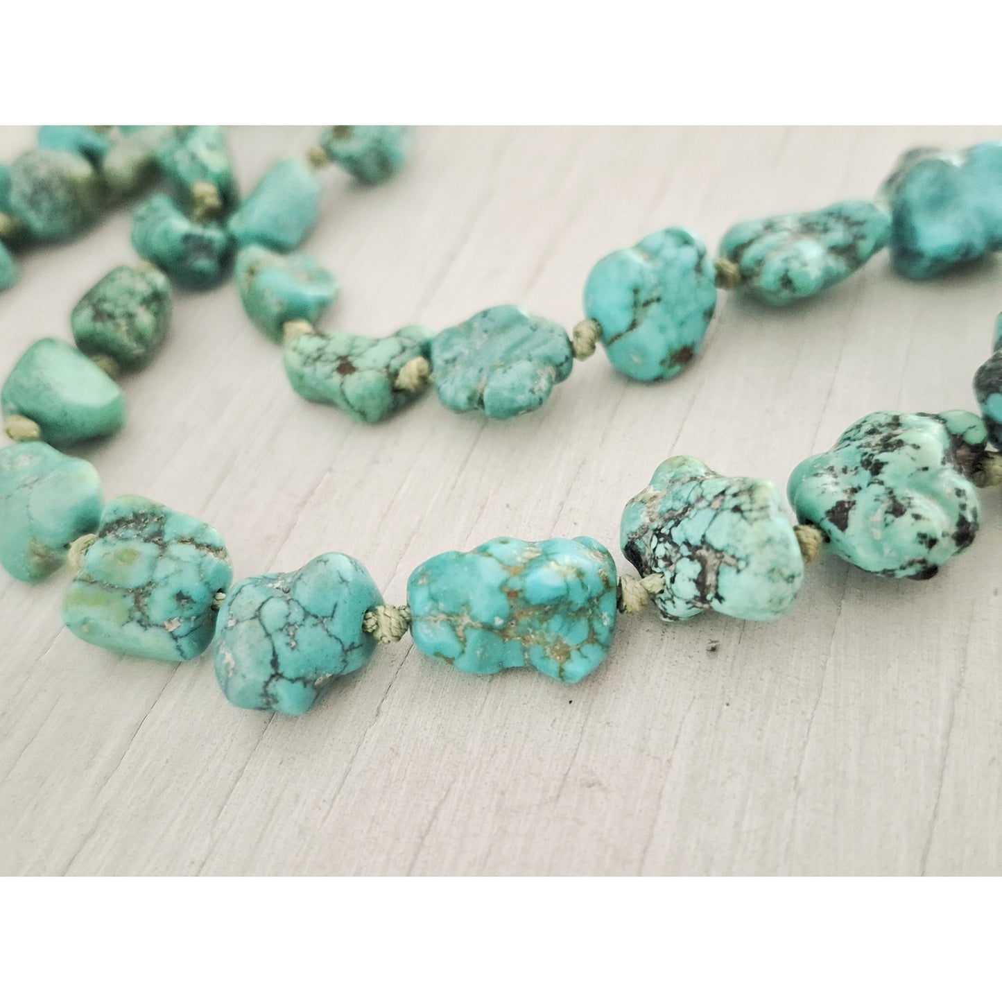Vintage Sterling Silver Turquoise Nugget Necklace