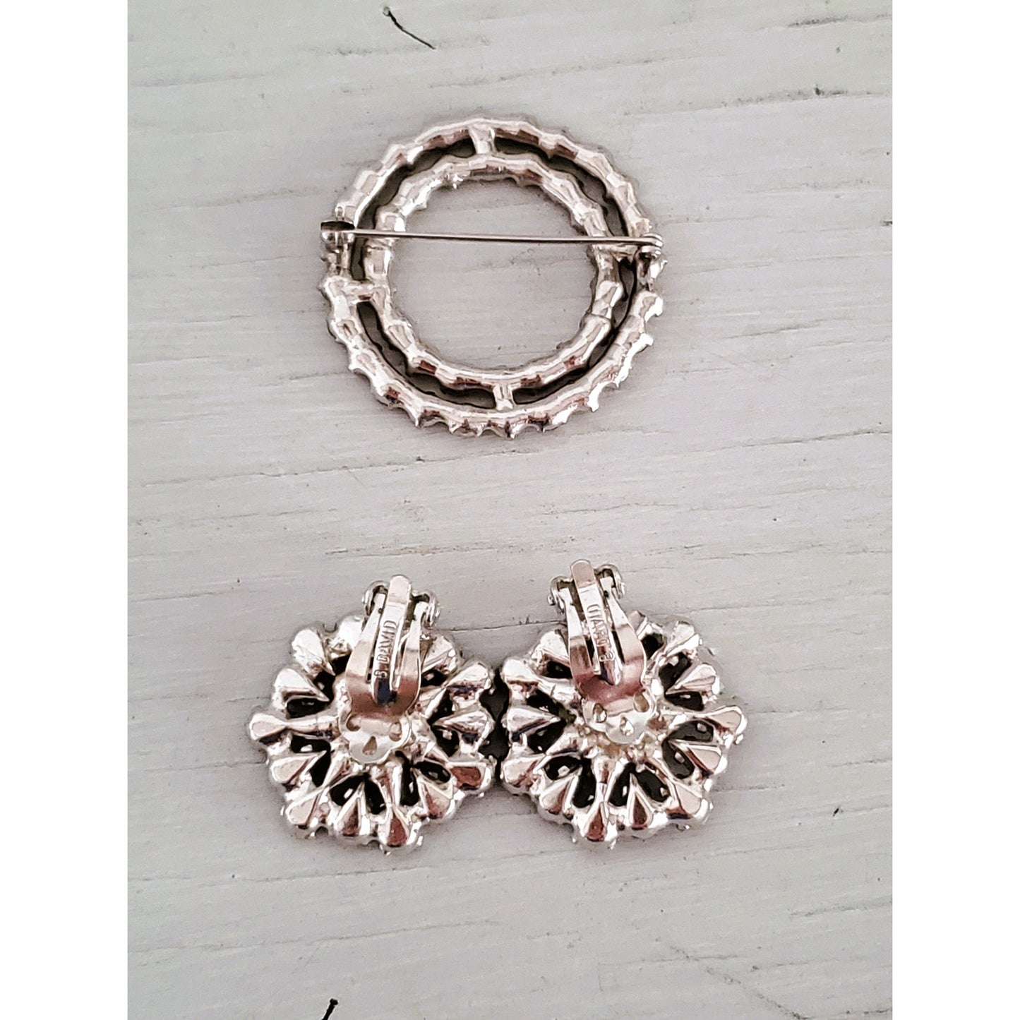 Vintage Lavender and Purple B David Earrings and Brooch Jewelry Set
