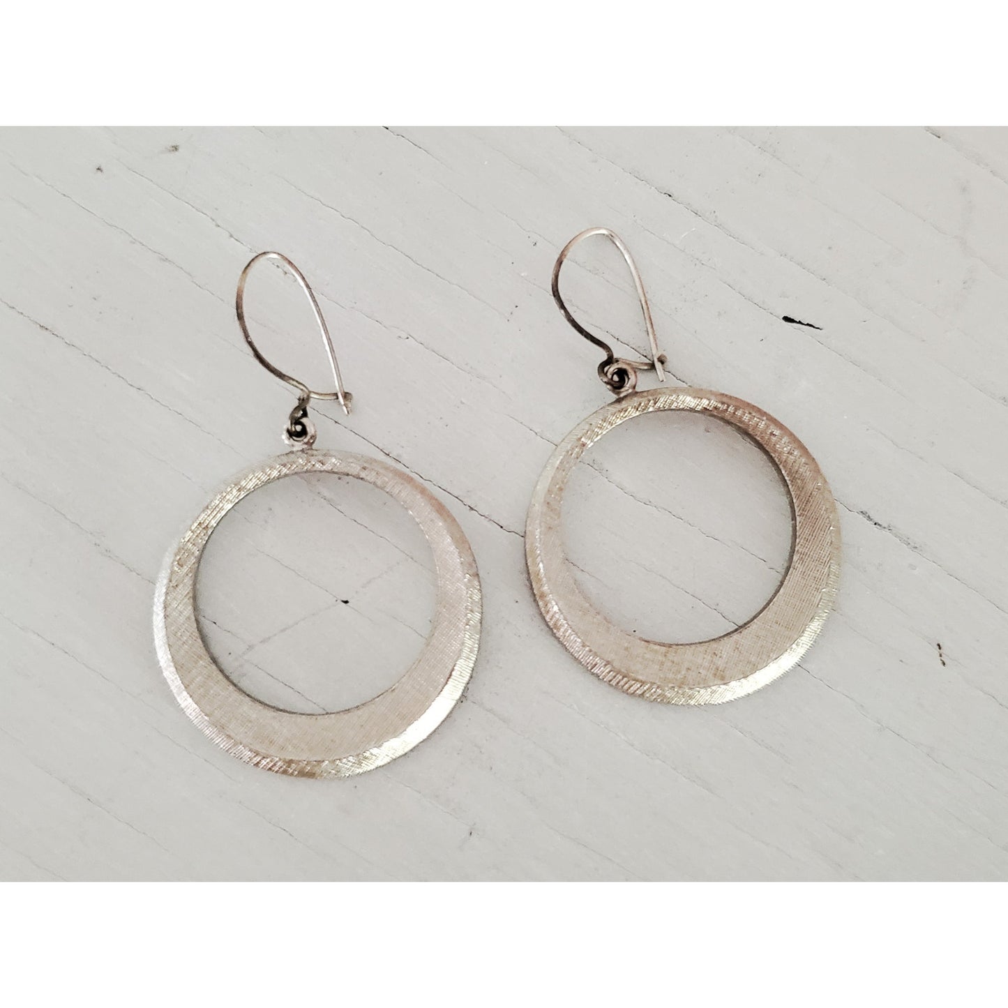 Vintage Kim Silver-tone Brushed Hoop Earrings