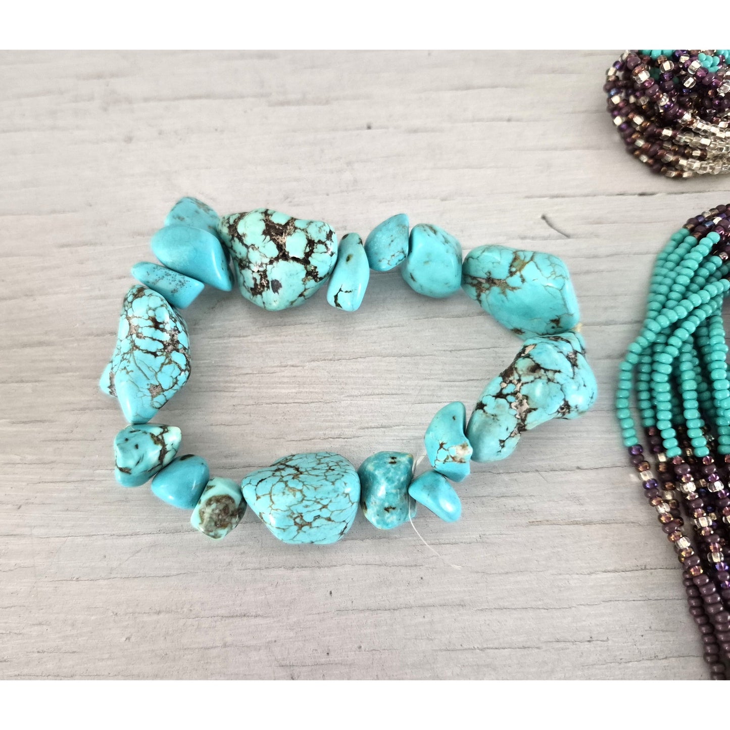Southwestern Turquoise Blue and Purple Jewelry Set