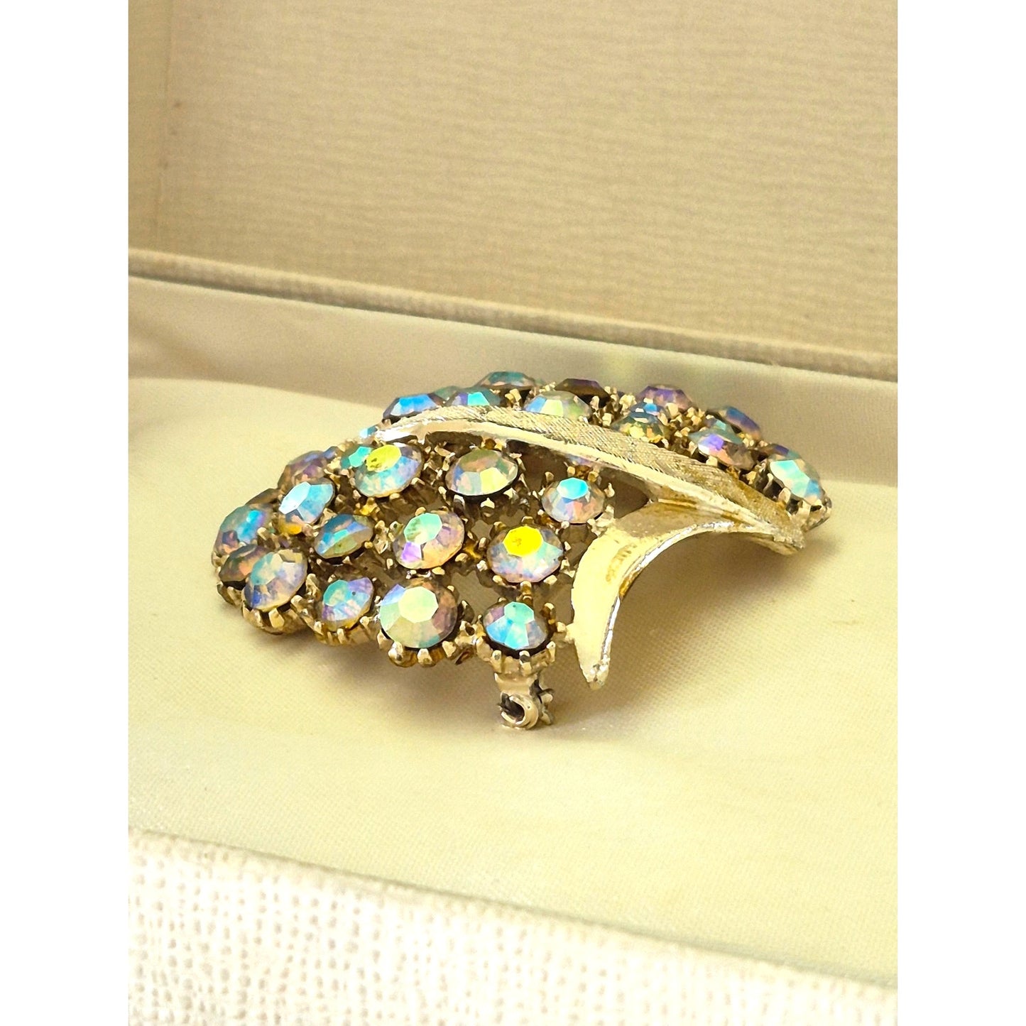 Vintage Rhinestone MCM Signed ART AB Rhinestone Brooch