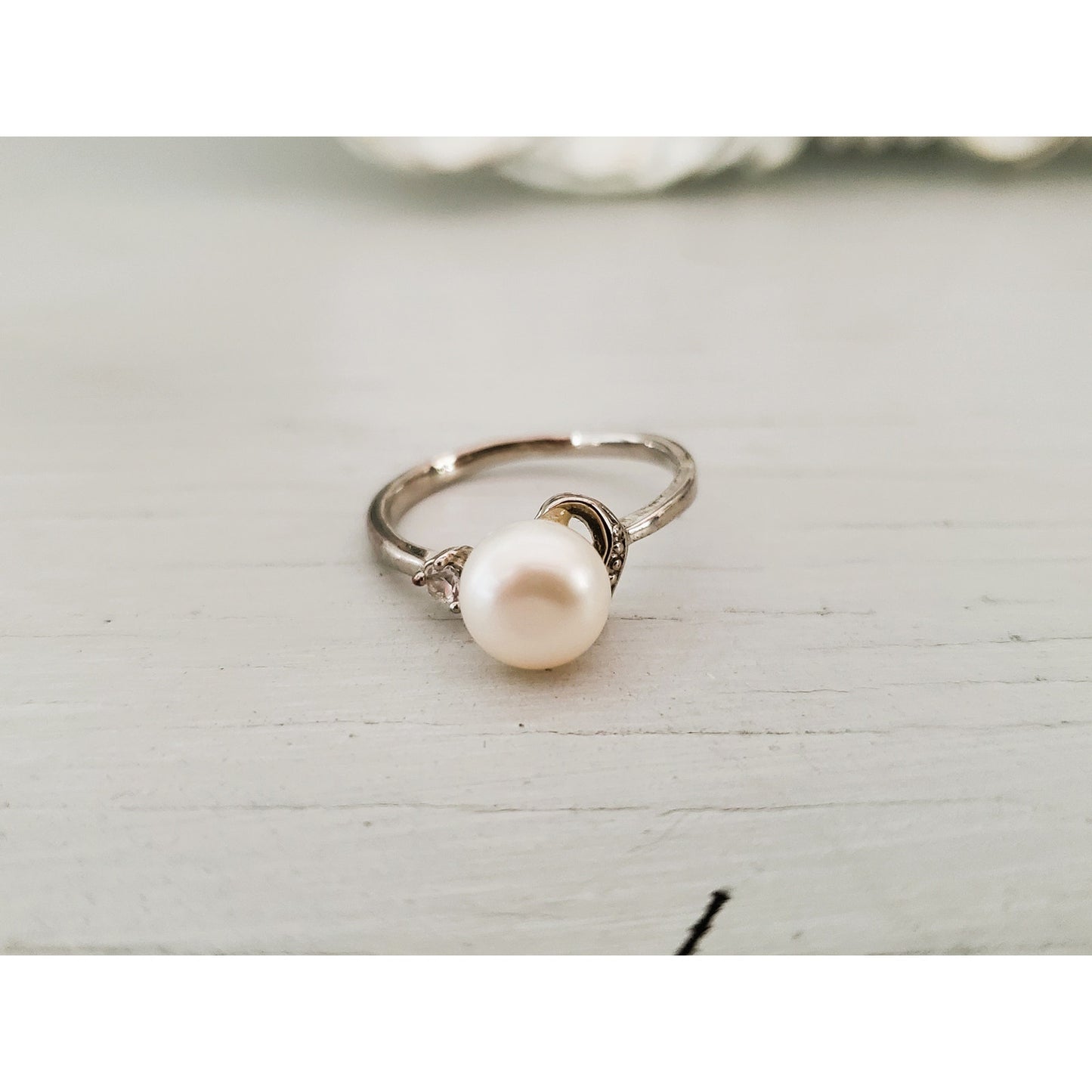 Vintage Sterling Silver Pearl Ring