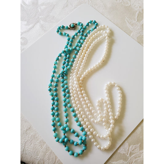 Vintage Pair of Faux Beaded Necklaces