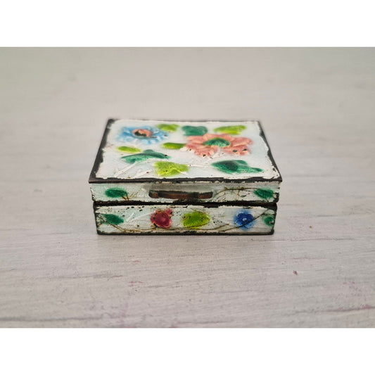 Vintage Chinese Floral Enamel Miniature Trinket Box