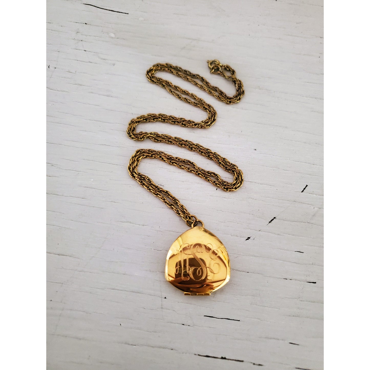 Vintage 1980s Gold Fill MSE Monogram Locket Necklace