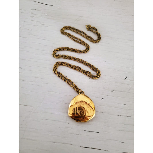 Vintage 1980s Gold Fill MSE Monogram Locket Necklace