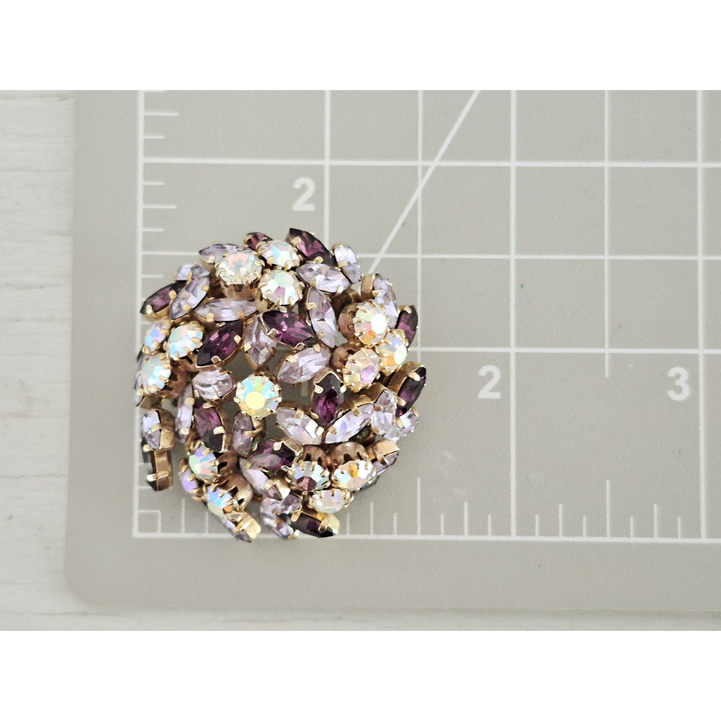 Vintage MCM Schoffel & Co., Austria Signed Purple Dome Brooch