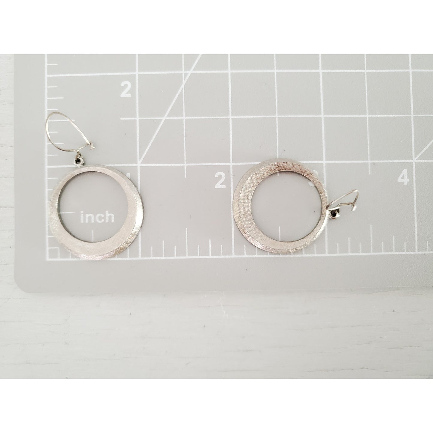 Vintage Kim Silver-tone Brushed Hoop Earrings