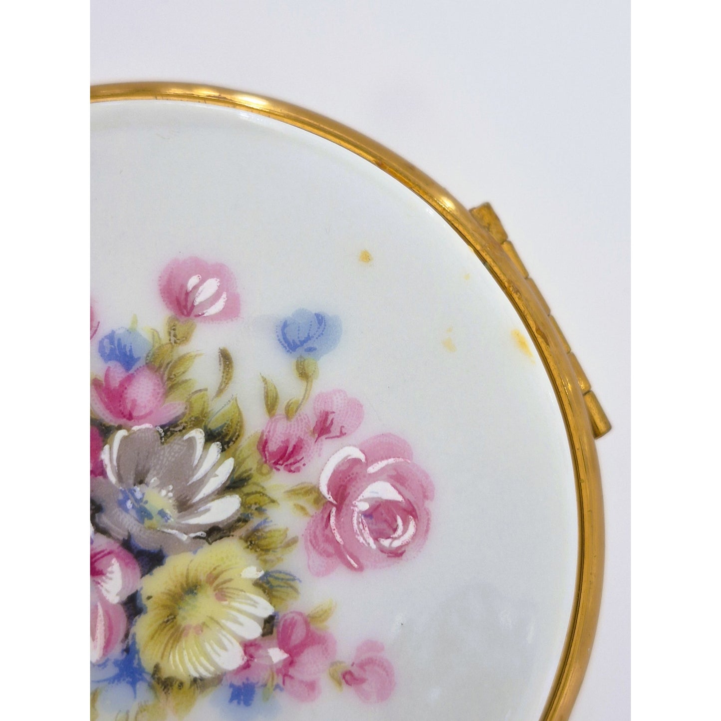 Vintage Porcelain Limoge Emrich Germany Pastel Floral Compact