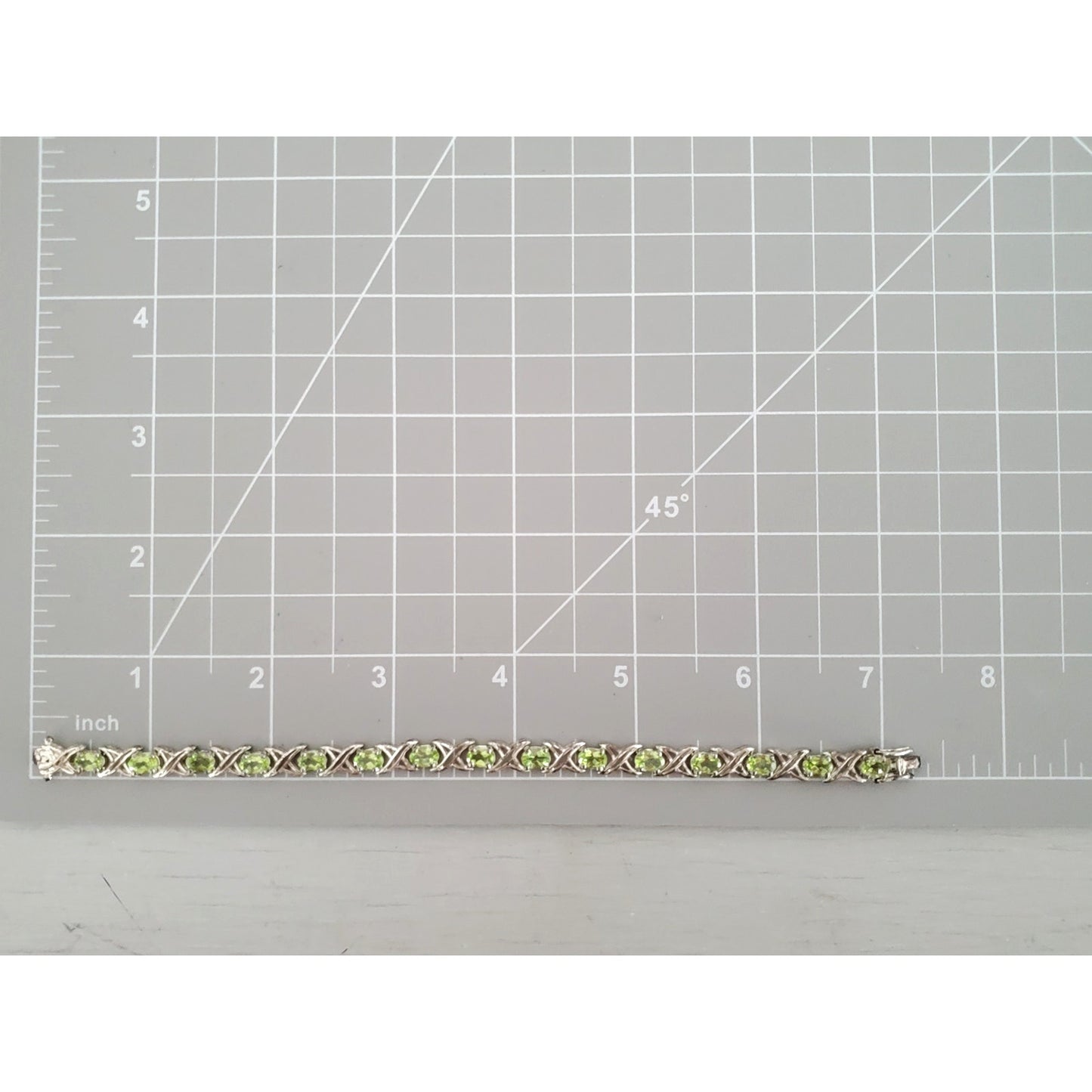 Vintage Sterling Silver Green Peridot Tennis Bracelet
