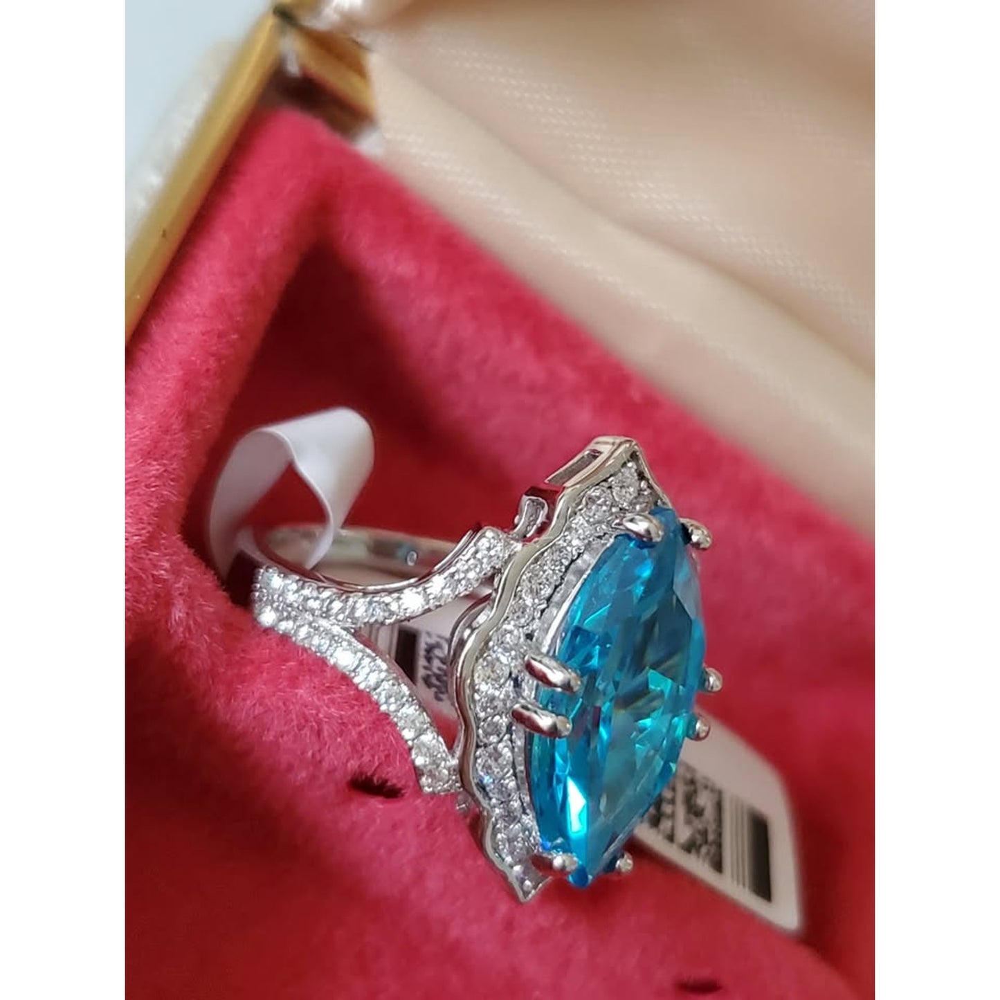 Blue Marquise Stone Sterling Silver Ring