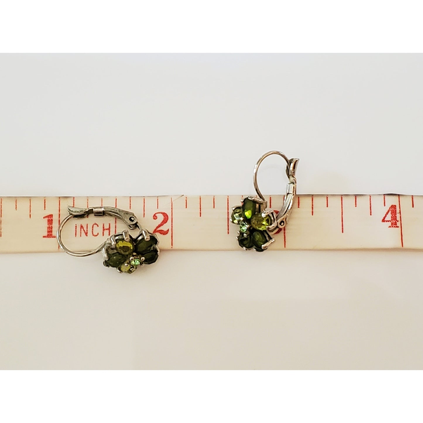 Vintage Green Crystal Flower Earrings