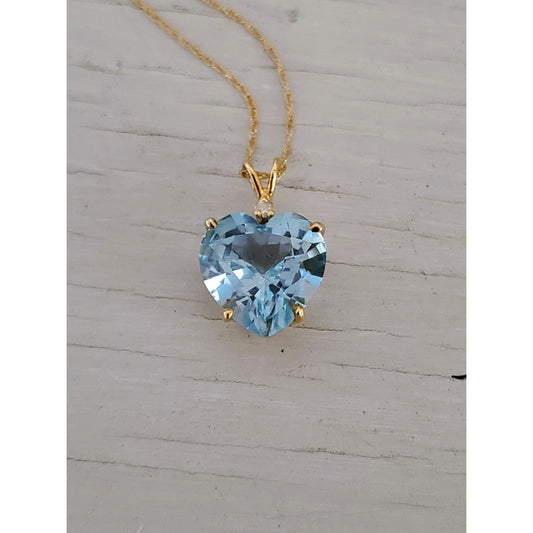 Vintage 14k Gold Clyde Duneier Heart Topaz Necklace