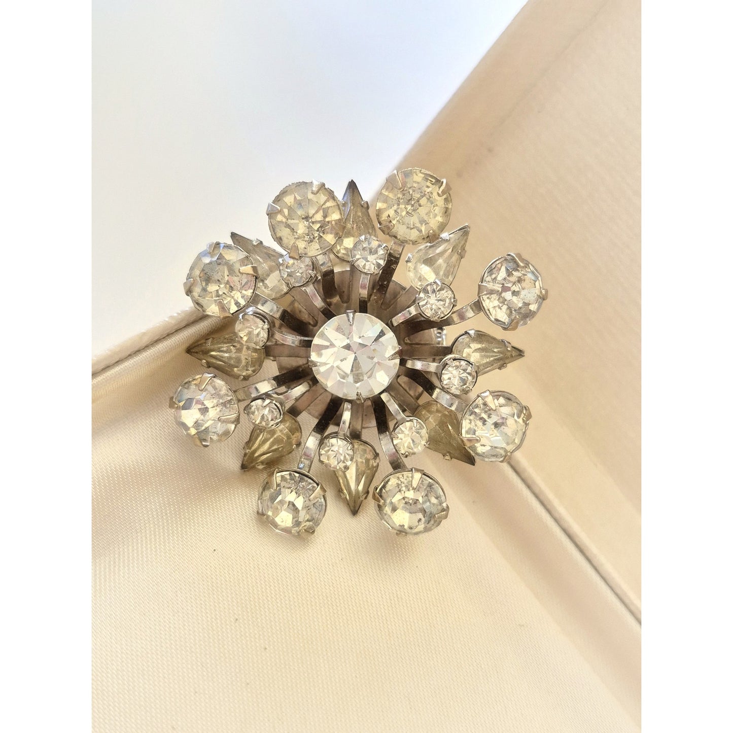Vintage Mid-Century Starburst Rhinestone Brooch