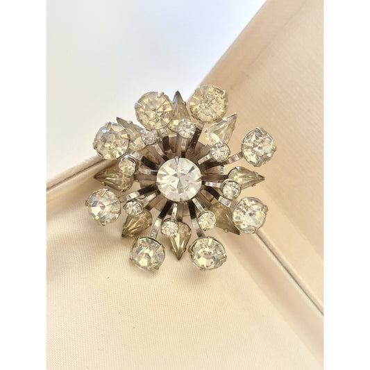 Vintage Mid-Century Starburst Rhinestone Brooch