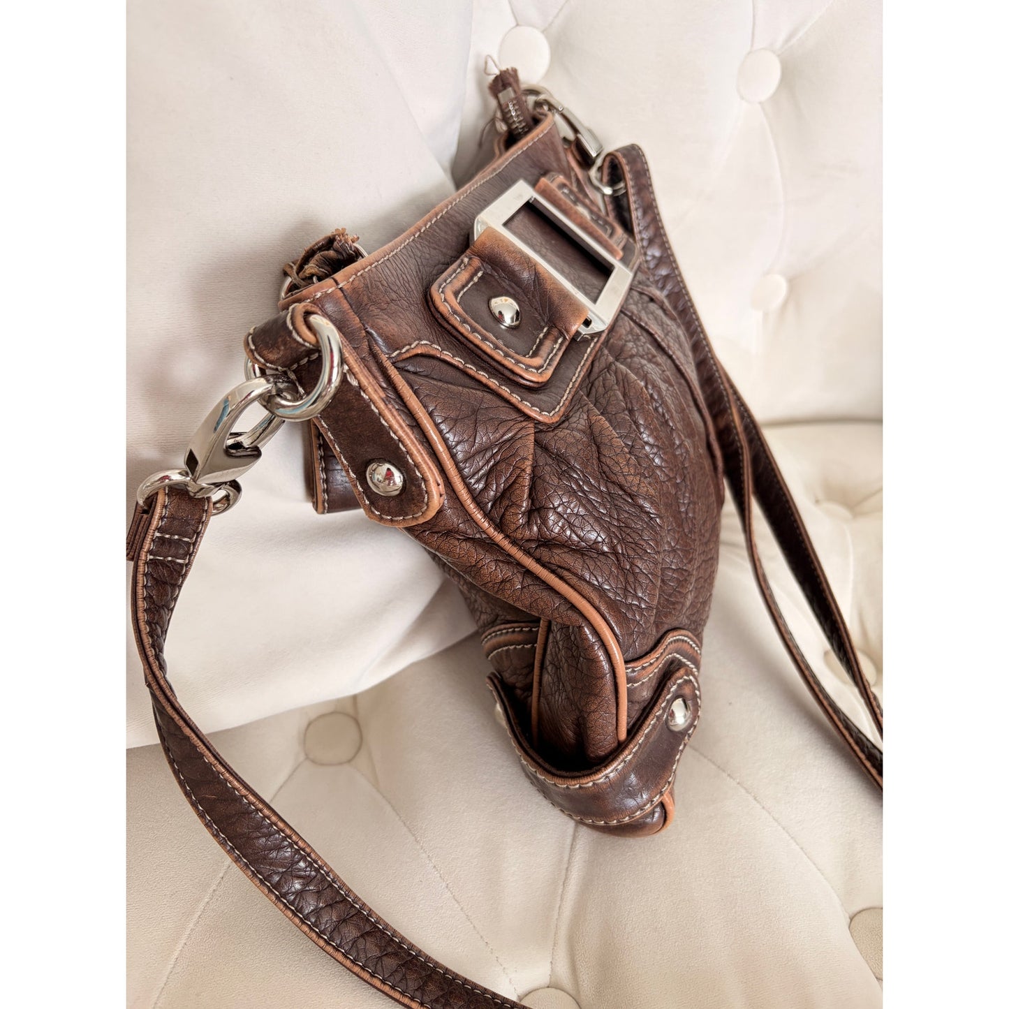 Black Rivet Vintage Dark Brown Bag