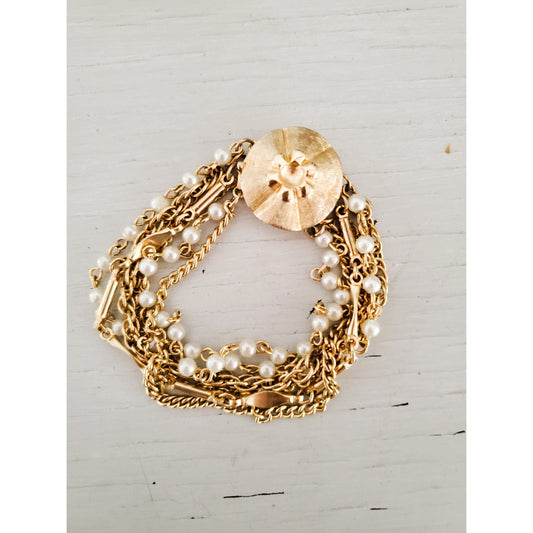 Vintage Gold Tone Multi Strand Bracelet