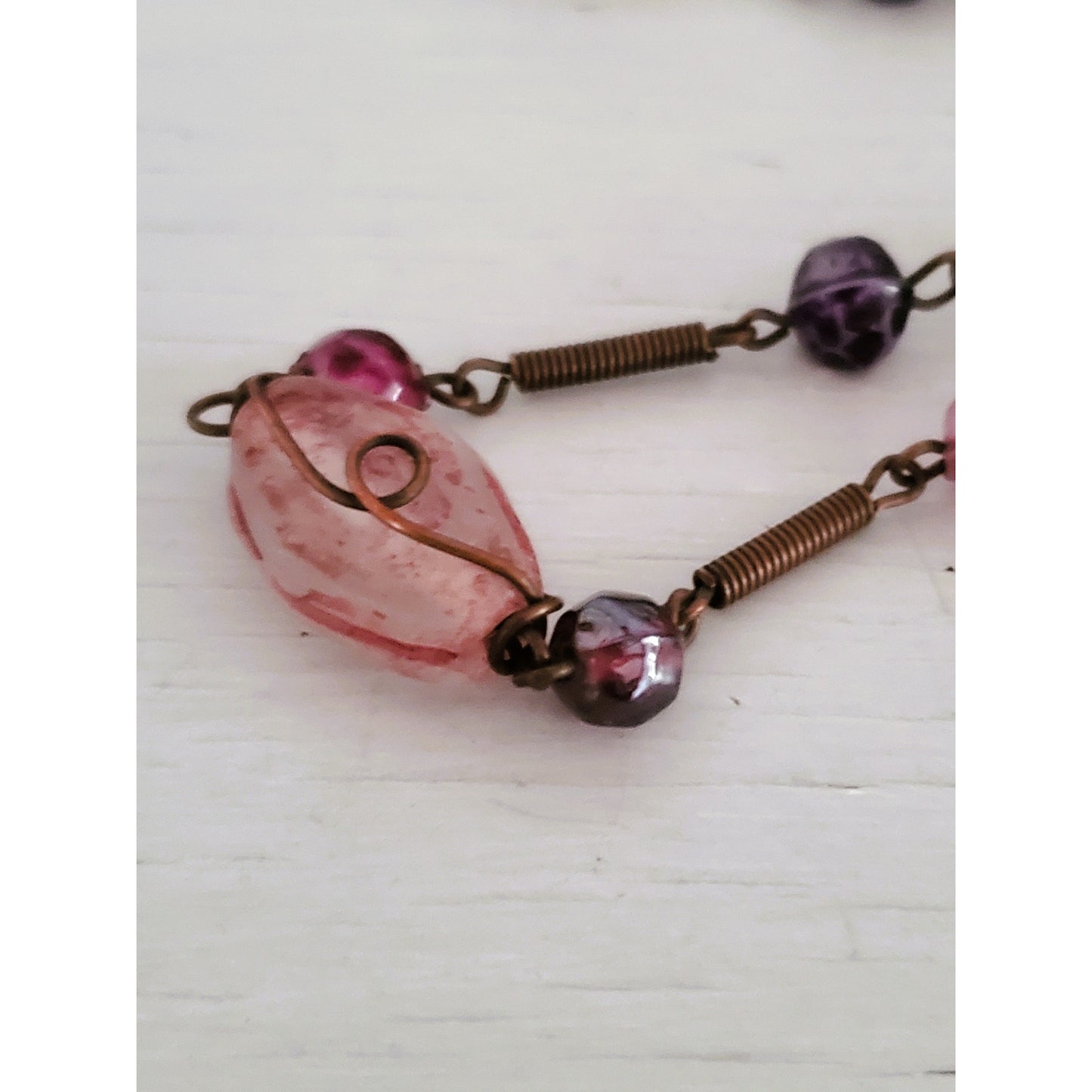 Lavender and Purple Glass Long Rope Necklace