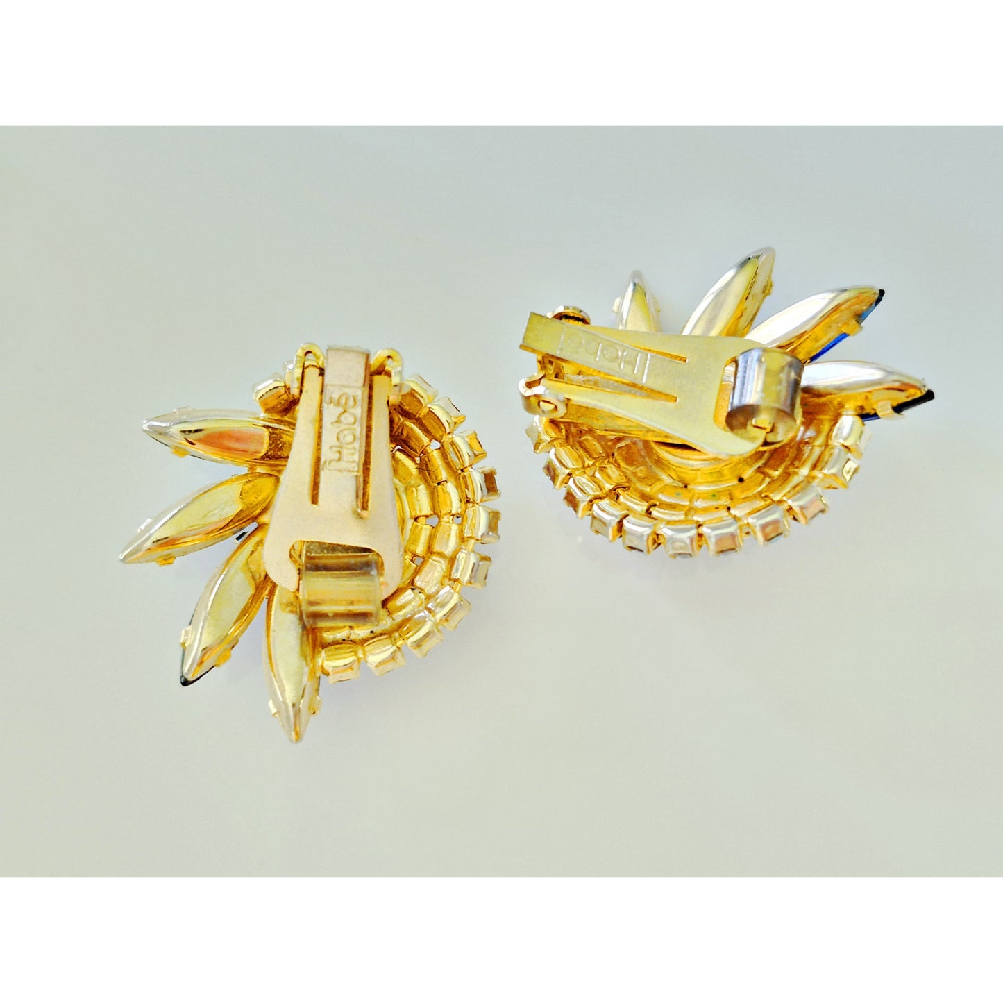 Vintage Hobe High Designer Magenta Blue and AB Dome Earrings