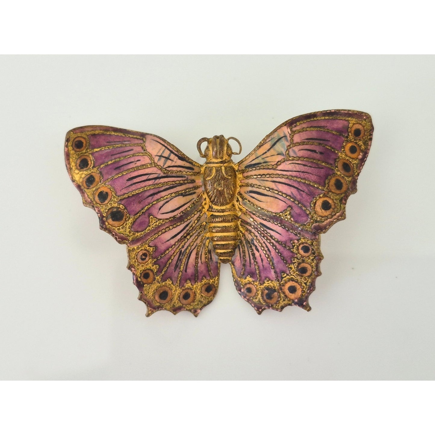Vintage Purple Brass C Clasp Butterfly Brooch