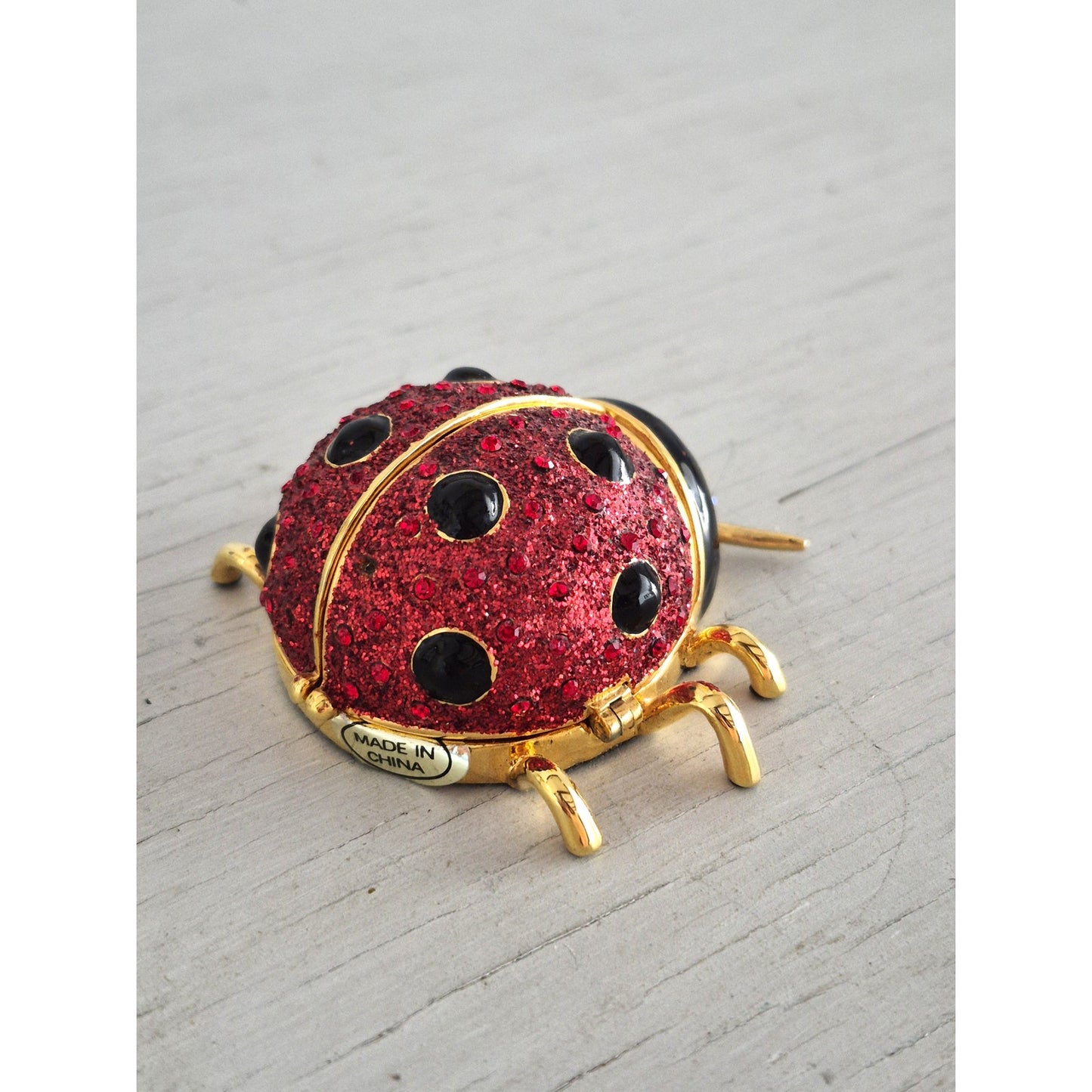 Vintage Perry Borelli Jeweled Lady Bug Trinket Box