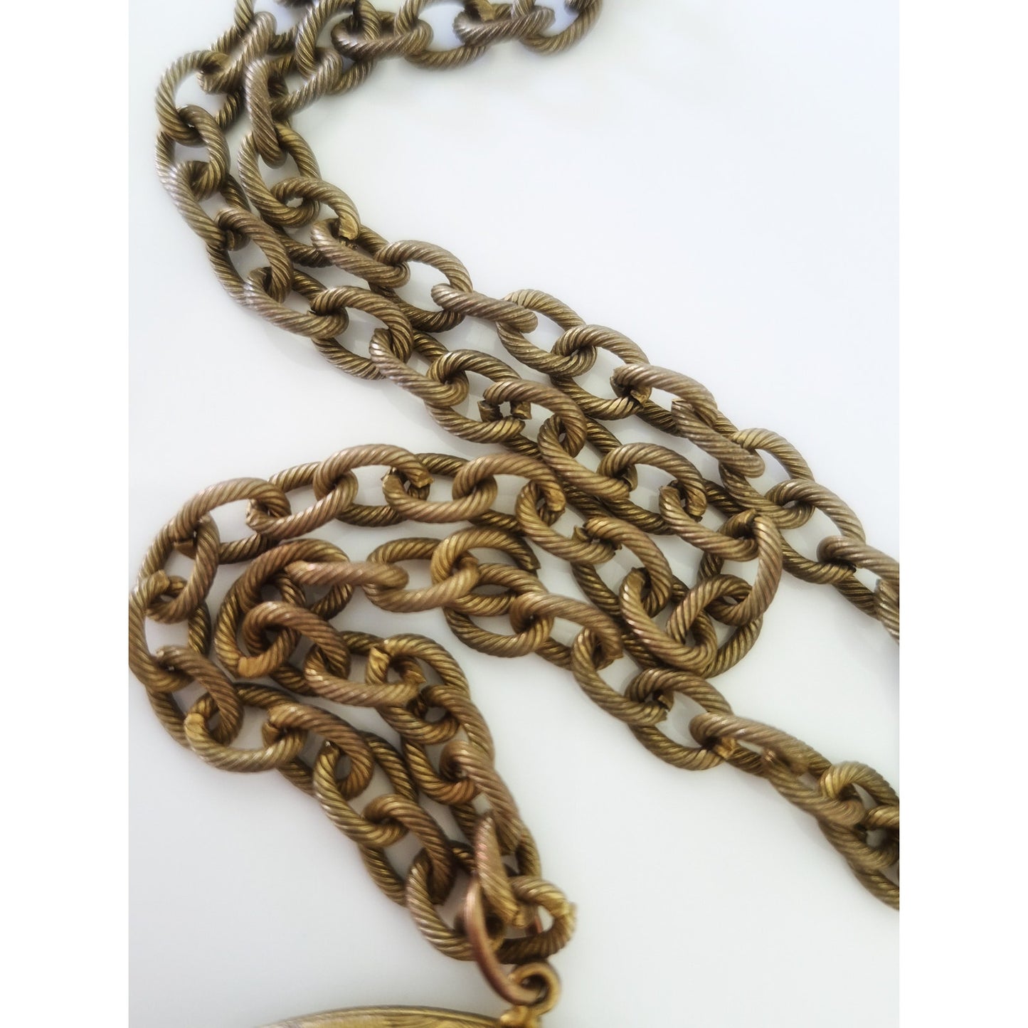 Vintage Large Round Ornate Locket Chain Necklace