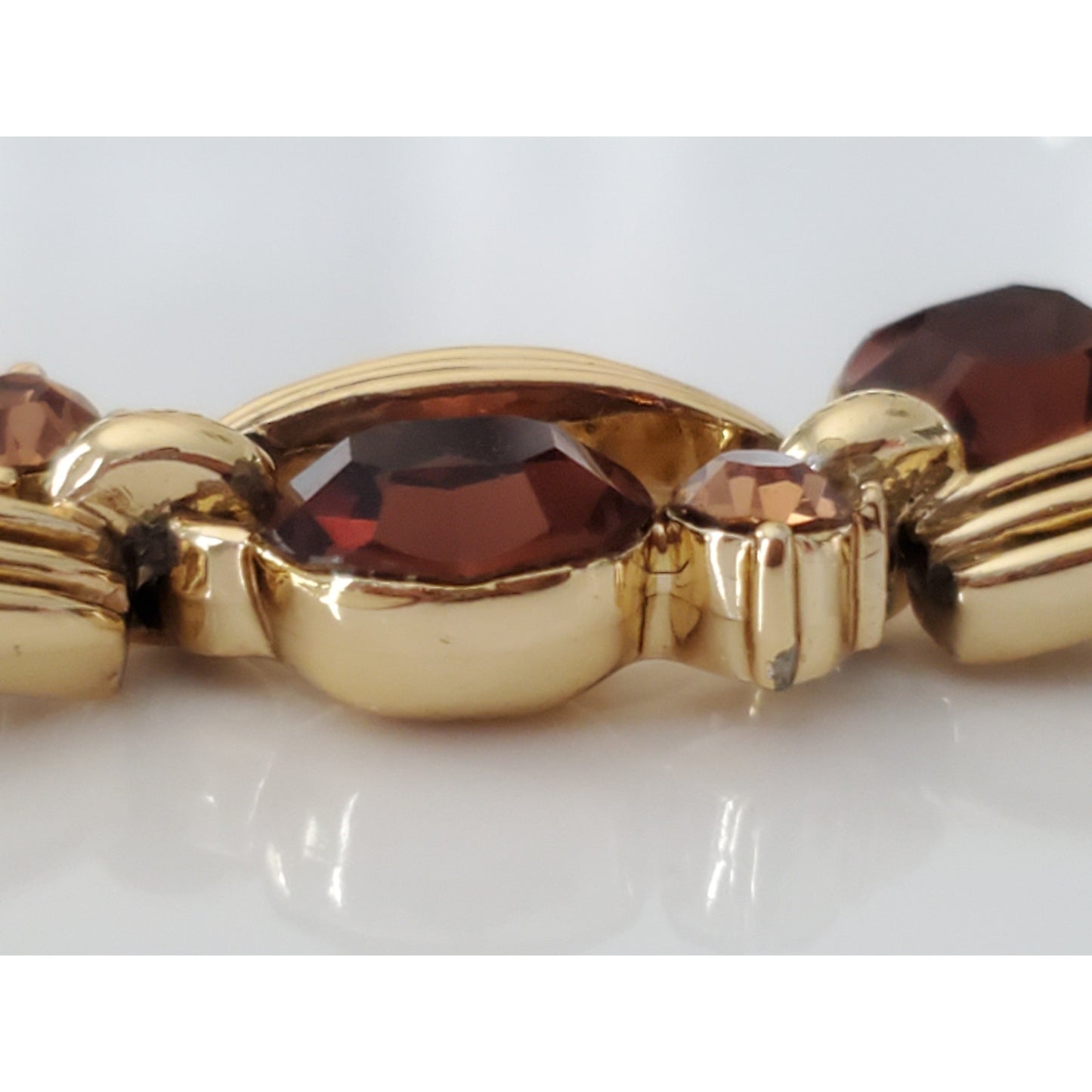 Vintage Amber Brown Rhinestone Choker Necklace by Lisner