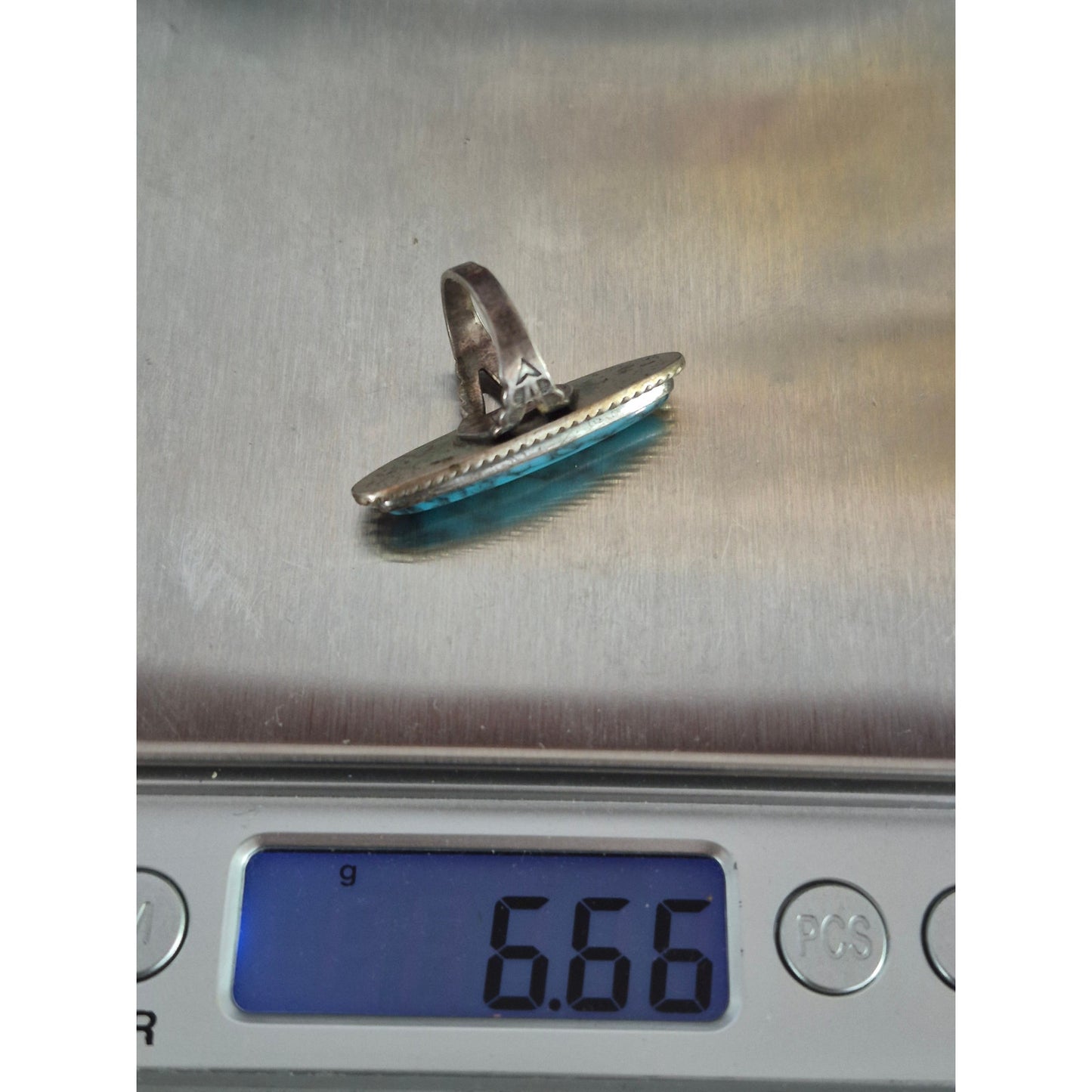 Vintage Sterling Silver Faux Turquoise Navette Ring