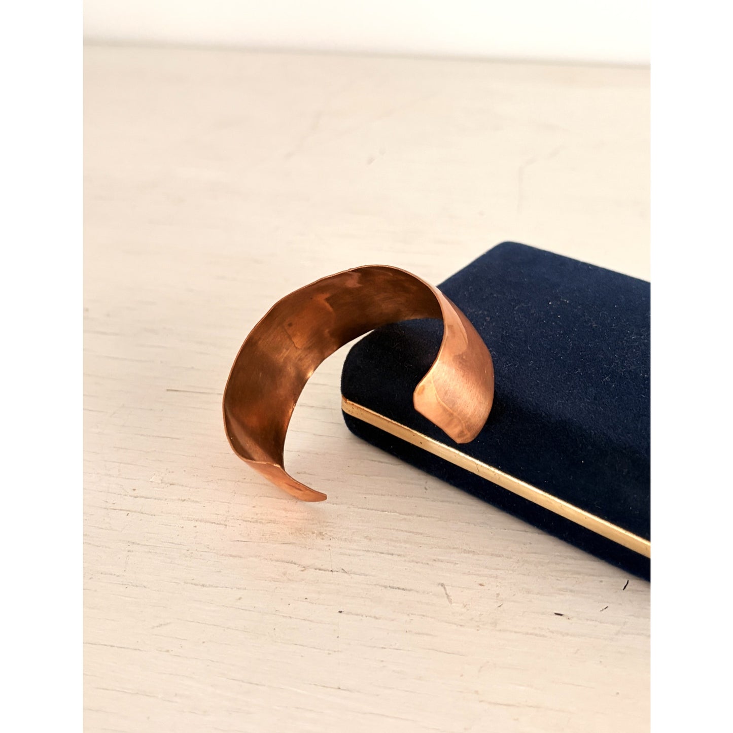 Aztec Mexico Brass Copper Inlaid Abalone Cuff Bracelet