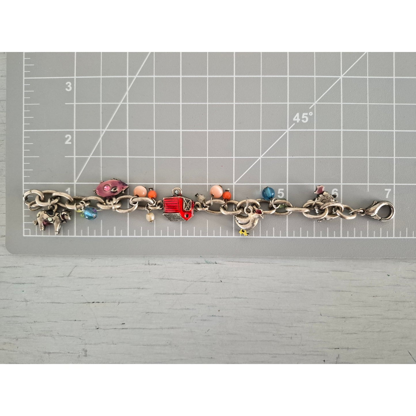 Vintage AJMC Signed Farm Charm Bracelet