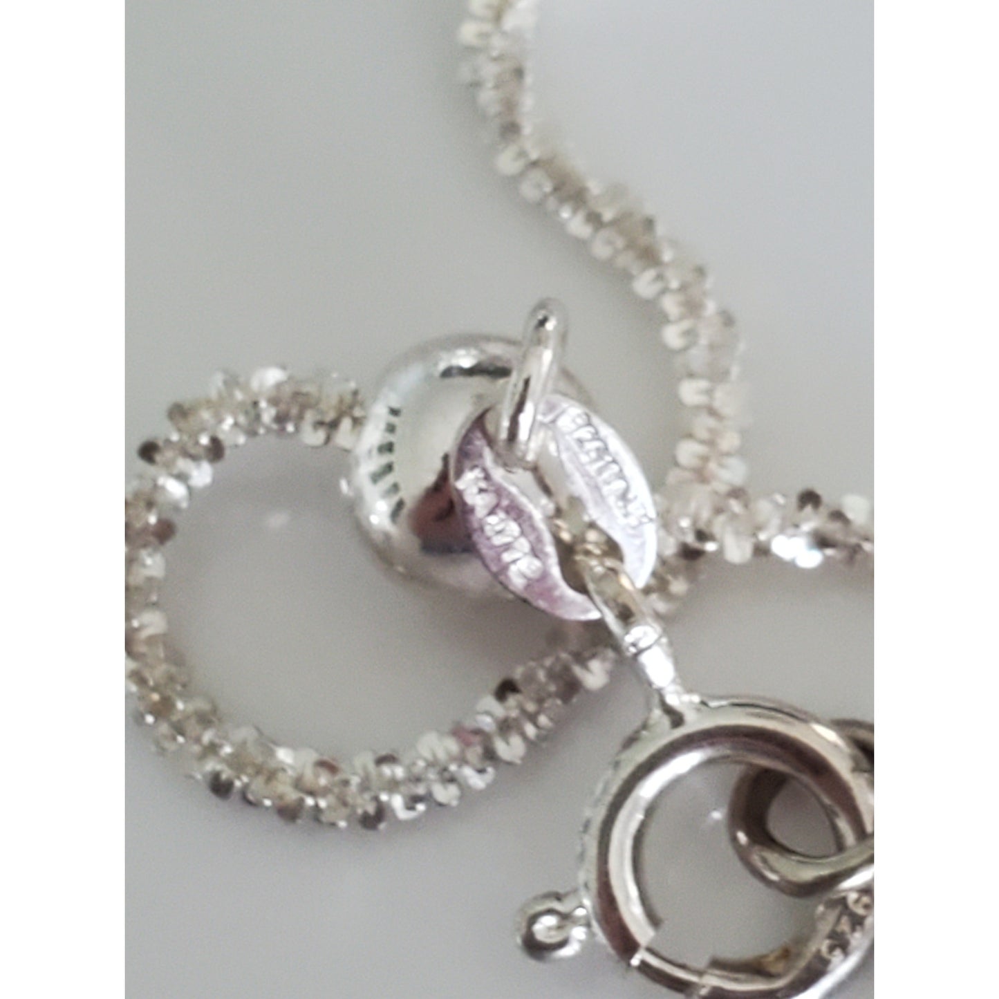 Vintage Diamond Etched Sterling Silver Heart Necklace
