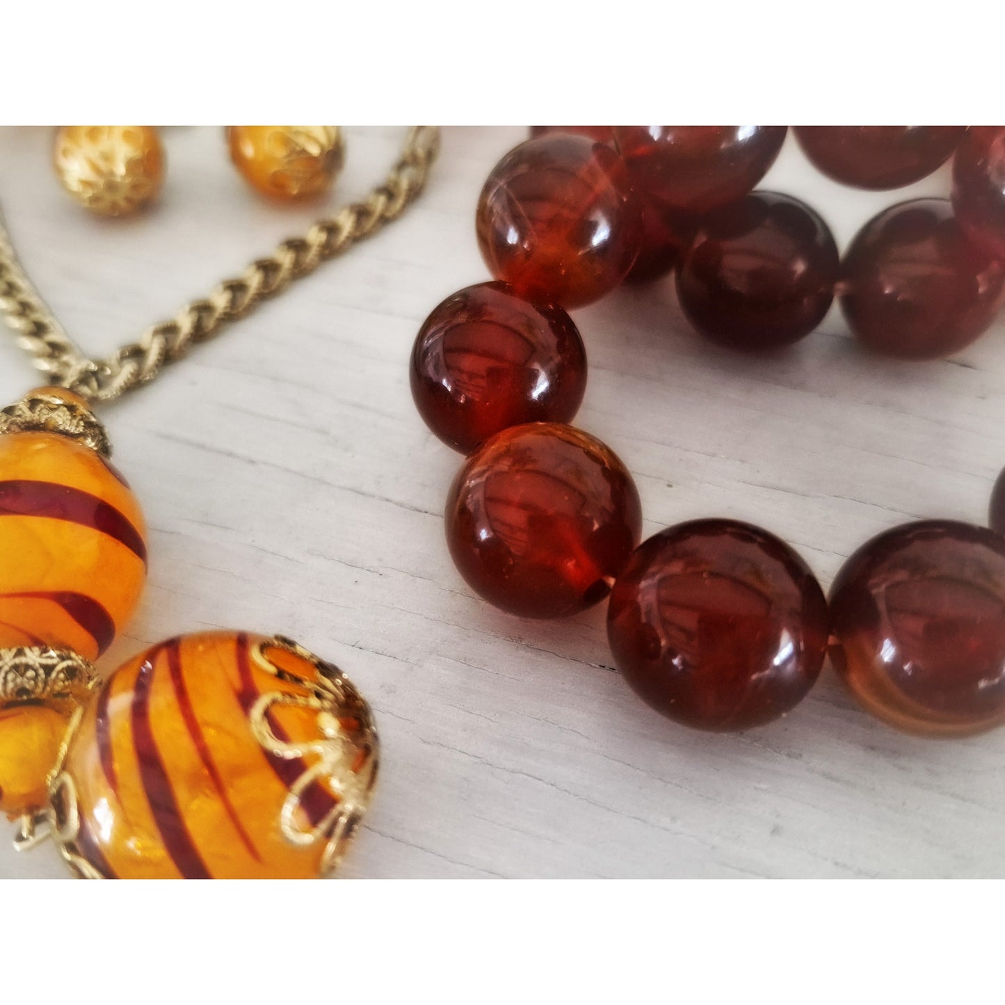 Vintage Chunky Faux Brown and Amber Jewelry Lot 2.0